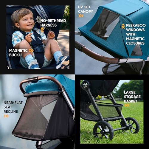 Baby Jogger® City Mini GT3 All Terrain Baby Stroller with Forever Air Rubber Tires, All Wheel Suspension, Lightweight Stroller with Magnetic Buckle, No-Rethread Harness, and Foot Brake, Frosted Ivory