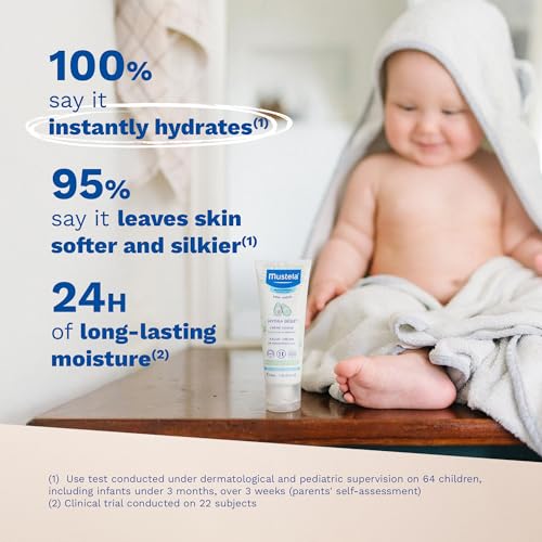 Mustela Hydra Bebe Face Cream – Daily Facial Moisturizer for Baby's Delicate Skin - Made with Natural Avocado Perseose, Jojoba Oil, and Shea Butter - 1.35 fl. oz.
