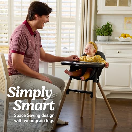 Graco Ready2Dine DLX 4-in-1 Highchair, Portable High Chair with 4 Growing Stages, Foldable Baby High Chair, Toddler Feeding Seat, Youth Stool, and Big Kid Seat, Linden