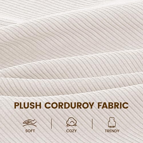 Yaheetech 360° Swivel Glider Chair for Nursery, Rocking Chair Nursing Chair with Side Pockets, Corduroy Glider for Living Room with High Back Beige