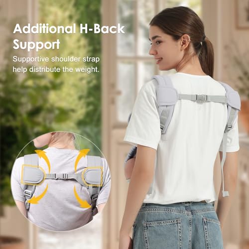 Shiaon Baby Carrier Newborn to Toddler(8-30lbs), Toddler Carrier with Adjustable Shoulder Strap, Baby Holder Carrier with Breathable Mesh Fabric, Grey