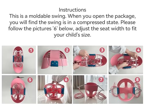 KINSPORY Toddler Swing, Full Bucket Baby Swing Seat & Iron Chains (Pink)