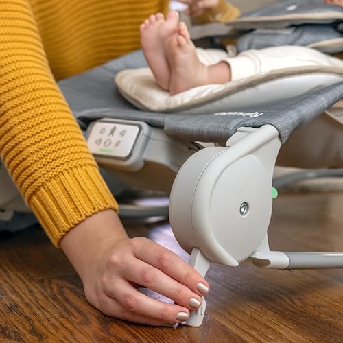 Ingenuity Gas Relief and Anti-Colic Baby Bouncer Seat and Rocker, Gentle Belly Massage to Relax and Soothe Bellies, Instant Tummy Soother, 20 Songs and Melodies – Parker