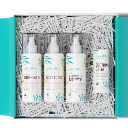Mambino Organics Baby Arrival Essential Care Gift Set - Organic Baby Care Kit, Vegan & Cruelty-Free 4pc Set, Ideal Organic Baby Gift Set for New Moms