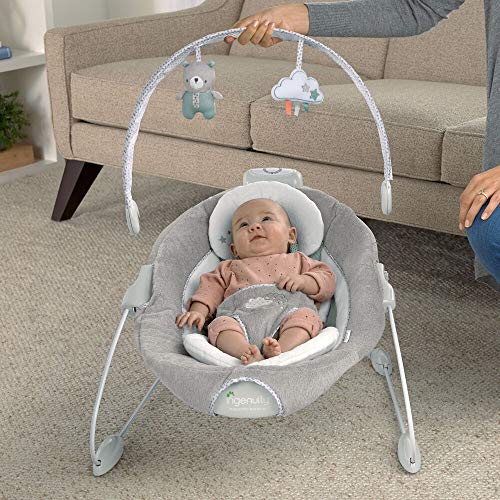 Ingenuity SmartBounce Automatic Baby Bouncer Seat with White Noise, Music, Toy Bar & 2 Plush Infant Toys, 0-6 Months Up to 20 lbs (Pemberton)