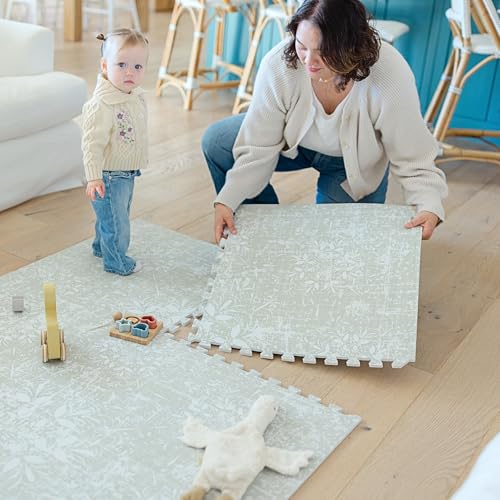 Little Landings Baby Play Mat for Floor - Eden (6x6ft) - Premium EVA Foam Play Mat for Babies & Toddlers (Ages 0-5+) - Non-Toxic Playmat for Tummy Time, Crawling & Playroom - Stylish & Comfortable
