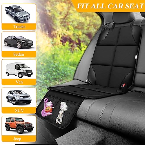 Meolsaek Car Seat Protector for Child Car Seat, Durable 600D Fabric Waterproof Car Seat Cover with Thick Pad Non-Slip Backing，No Imprints (Black 1pc)