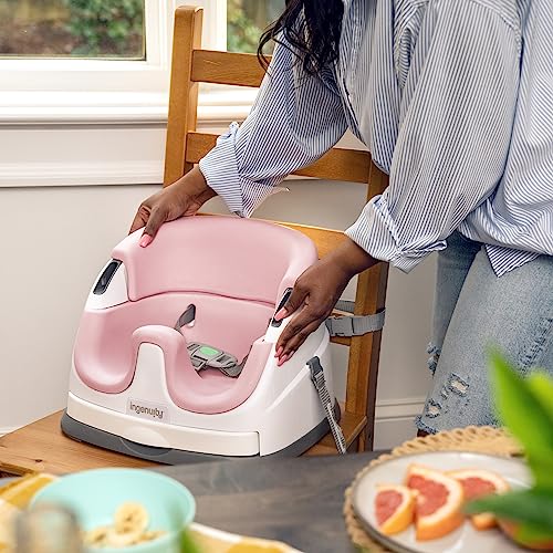 Ingenuity Baby Base 2-in-1 Booster Feeding and Floor Seat with Self-Storing Tray - Peony
