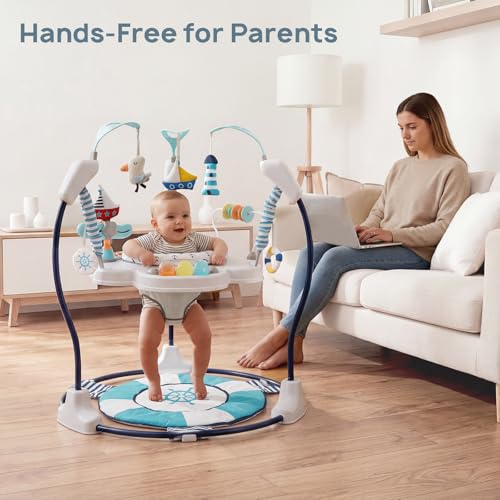 AskCat Baby Activity Center Jumper Interactive Activity Jumper Play Center with Infant Toys, 360° Rotating Seat