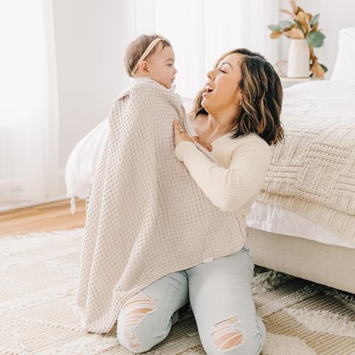 Konssy Waffle Baby Blanket - Soft & Cozy Nursery Swaddle Blanket, Lightweight Toddler Throw for Boys & Girls, Ideal for Wrapping (Oat)