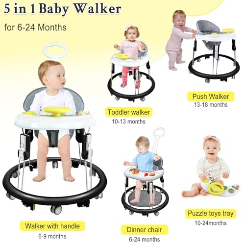 Foldable Baby Walker for Boys Girls, 5-in-1 Toddler Activity Walkers