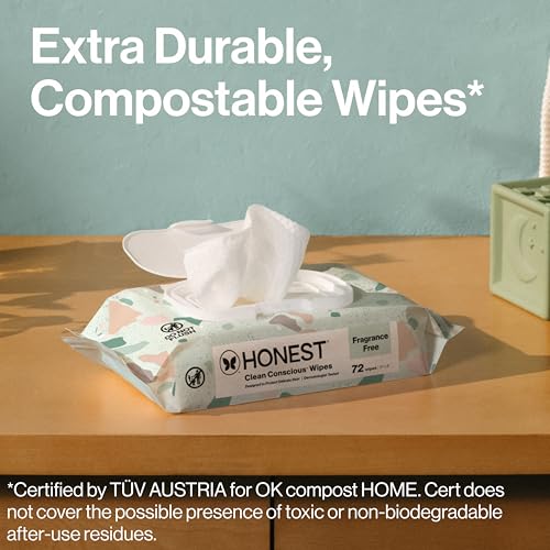 The Honest Company Clean Conscious Multi-Use Wipes | Hypoallergenic + Unscented for Sensitive Skin | Over 99% Water, Compostable, Plant Based, Baby Wipes | Geo Mood, 288 Count