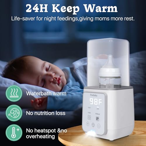 Freebaby Bottle Warmer,Fast Baby Bottle Warmer for Breast Milk & Formula, Accurate Temperature Control,Milk Warmer for All Bottles, Easy to use,24H Keep, Thawing, Sterilizing & Food Heating（Gray）