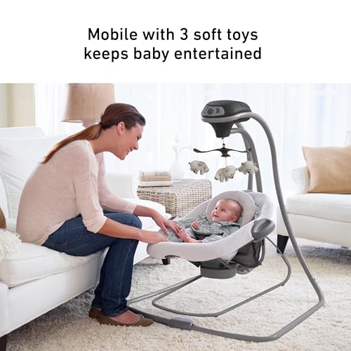 Graco DuetConnect LX Portable Baby Swing and Bouncer, Multi-Direction Baby Bouncer Seat, Multiple Swing Speeds, Great Gift for New Parents, Redmond