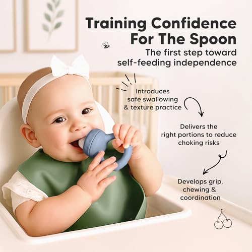 KeaBabies Baby Fruit Feeder 2pk - Silicone Baby Food Feeder for Babies 6-12 Months, Breast Milk Popsicle Teether, Weaning, Pacifier, Freeze Frozen Solid Food, Infant Feeding Essential (Slate)