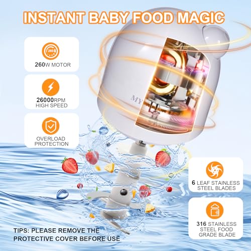 MYAYLYGO Baby Food Maker & Food Processor, Upgraded 14-in-1 Baby Food Blender, Puree Maker, Puree Grinder for Fruit, Veggies, Meat, Baby Feeding Essentials, Shower Gifts Set