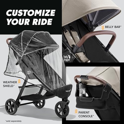 Baby Jogger® City Mini GT3 All Terrain Baby Stroller with Forever Air Rubber Tires, All Wheel Suspension, Lightweight Stroller with Magnetic Buckle, No-Rethread Harness, and Foot Brake, Frosted Ivory