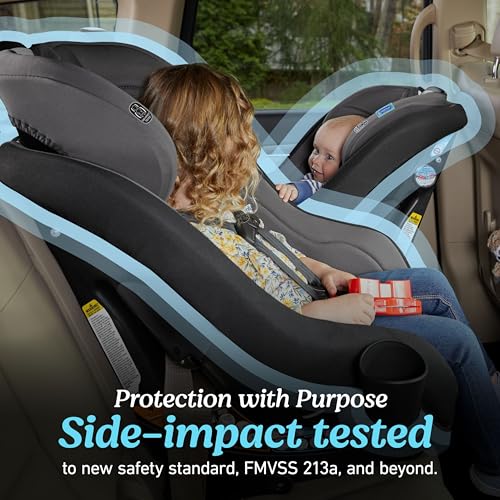 Graco Contender Slim Convertible Car Seat, West Point, Lightweight Travel Car Seat with Compact, Space-Saving Design, Rear-Facing 5–40 lbs, Forward-Facing 26.5–65 lbs, Easy to Transfer, FAA Approved