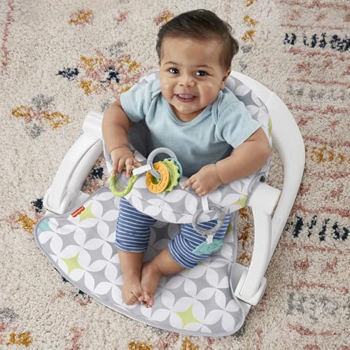 Fisher-Price Portable Baby Chair Sit-Me-Up Floor Seat with Developmental Toys & Machine Washable Seat Pad, Starlight Bursts