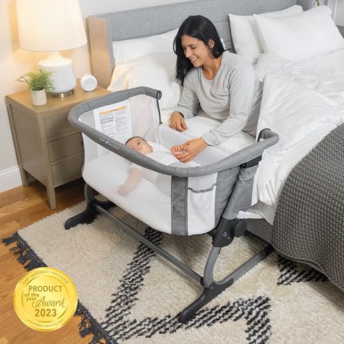 Baby Delight Beside Me Dreamer Bassinet | Bedside Sleeper | 6-Position Height Adjustment | Charcoal Tweed