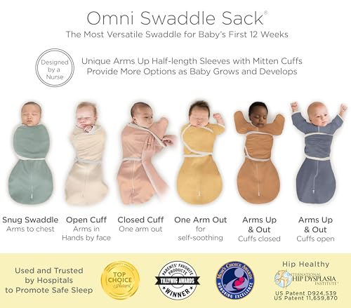 SwaddleDesigns 6-Way Omni Swaddle Sack, Arms Up Swaddle for Newborn, More Options to Calm Startle Reflex, Improves Sleep, Small, 0-3 month, 6-14 lbs, Heathered Gray