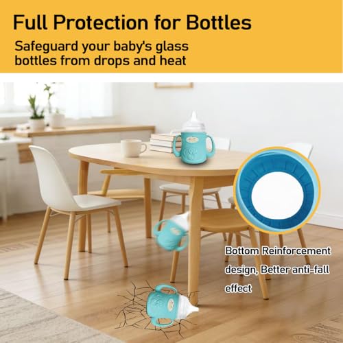 XTSWFC 3Pack Silicone Sleeves for Pigeon Baby Bottles 5.4oz, Anti Breakage Glass Baby Bottle Holder with Handles