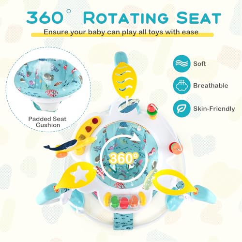 BABY JOY Baby Jumpers and Bouncers, Infant Activity Center with Music Lights Sounds, 360° Rotating Seat and 3 Adjustable Heights, Baby Play and Learning Center for 6-12 Months
