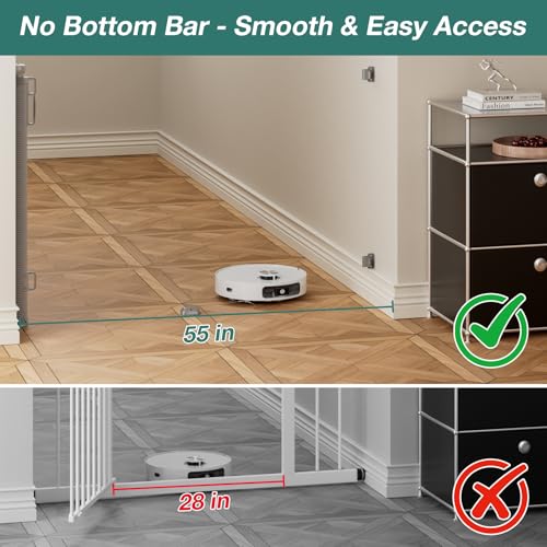 Babepai Retractable Baby Gates Extra Wide | 55" Wide x 34" Tall Dog Gates for Stairs | Indoor/Outdoor Use | Child Gates for Doorways, Deck, Porch, Hallways, Patio - Gray