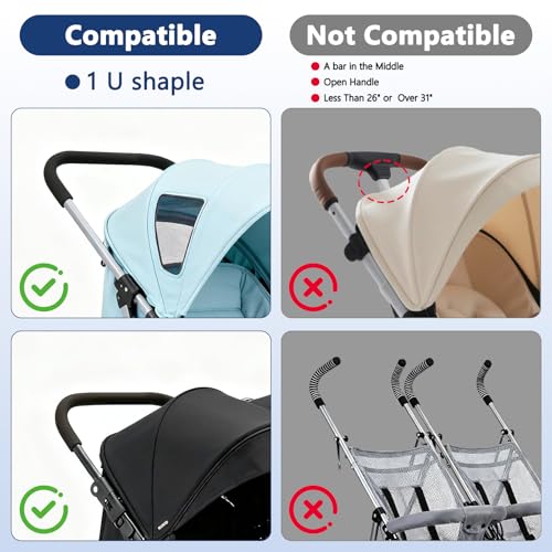 VMEECARL Double Stroller Organizer Universal with 2 Insulated Cup Holders & Cooler Bag, Large Storage Parent Console for Bob Duallie, Baby Jogger City Mini GT2