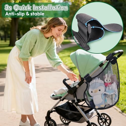Guiseapue Side Sling Stroller Cargo Net: Universal Travel Stroller Organizer Attachment, Stroller Caddy Anti-Tipping Design, Mesh Storage for Baby Essentials, Fits Uppababy, Nuna, Butterfly, Graco
