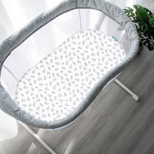 Baby Bassinet Sheets 4 Pack Fit for Chicco LullaGo, Graco Sense2Snooze and Delta Children Baby Bassinet, Ultra Soft & Skin-Friendly, Grey
