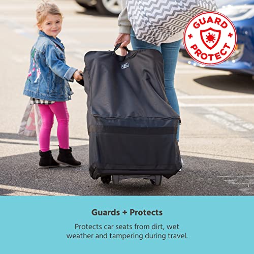J.L. Childress Wheelie Car Seat Bag - Travel Bag for Airplane, Fits Most Baby & Infant Car Seats, Boosters, & Carriers, Airport Accessories for Gate Check or Baggage Check, Dual Rubber Wheels - Black