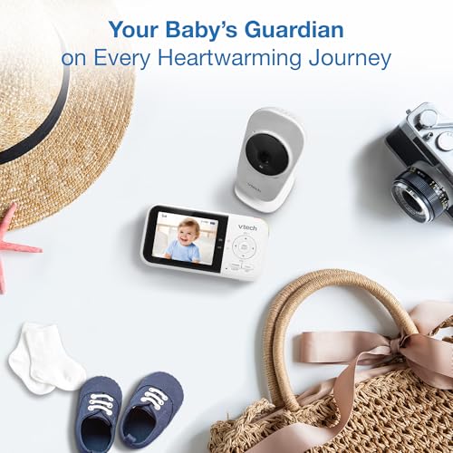 VTech Baby Monitor No WiFi – 19-Hour Video Battery for Newborns, 1000ft Range, Auto Night Vision, Two-Way Talk, Temperature Sensor, Sound-Activated Screen | VM819