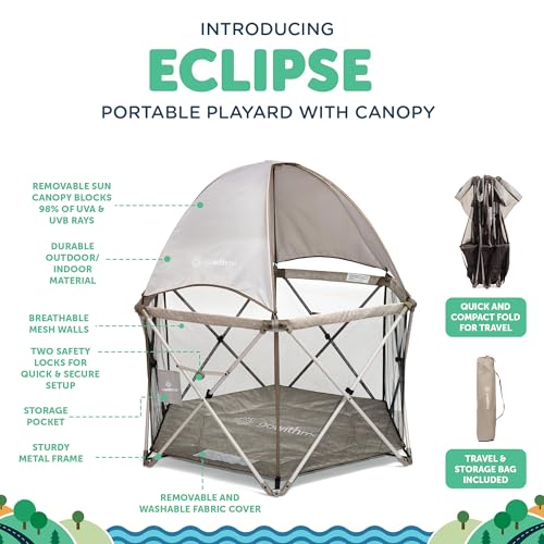 Baby Delight Go with Me Eclipse Deluxe Portable Playard | Playpen | Sun Canopy | Indoor and Outdoor | Ultra Padded Nylon Floor | Sandstone