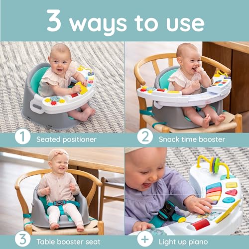 Infantino Music & Lights 3-in-1 Discovery Seat & Booster, Interactive Toddler Seat for Dining Table or Kitchen Chair, Baby Activity Center & Snack Tray, 20 Sounds & Songs, Lightweight Baby Essentials