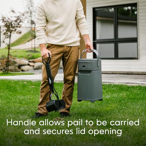 Pet Genie Pail | Dog Waste Disposal System for Outdoor and Indoor Odor Control | Dog Poop Trash can | Includes 1 Square Refill Bag that Lasts up to 2 Months
