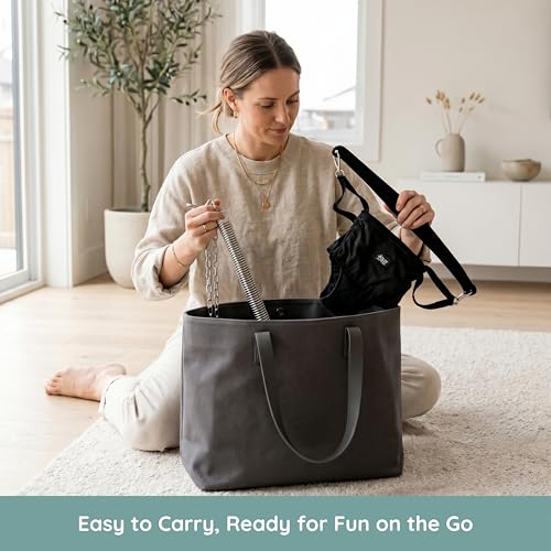 Jolly Jumper Iconic (Black), Doorway Baby Jumper, Indoor Exercise Saddle Seat, Adjustable Height, for Infants up to 28lbs, No Stand Required