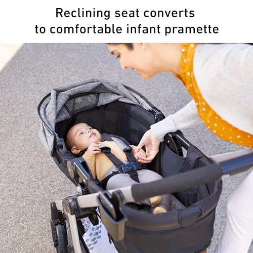 Graco Modes Pramette Travel System, Car Seat and Stroller Combo, Includes SnugRide LX Infant Car Seat and Baby Stroller, 3 Modes: Car Seat Carrier, Pramette, Toddler Stroller, Ellington