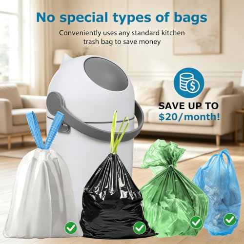 SaftSpzre Baby Diaper Pail,Odor Locking,No Special Bag Required,One-Handed Use,15L Large Capacity Diaper Trash Can,Durable Plastic,Registry Must-Have Gift - White