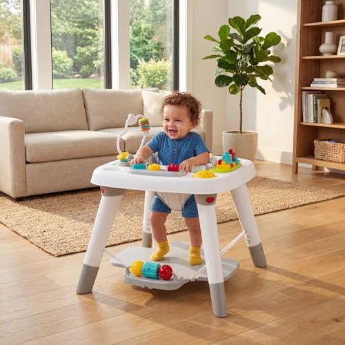 HONEY JOY Baby Bouncer Activity Center, 6-in-1 Infant Jumper & Standing Play Table w/ 360° Rotary Seat, 5 Toys, 3 Adjustable Heights, Music & Sounds, Activity Center for Babies(Gray)