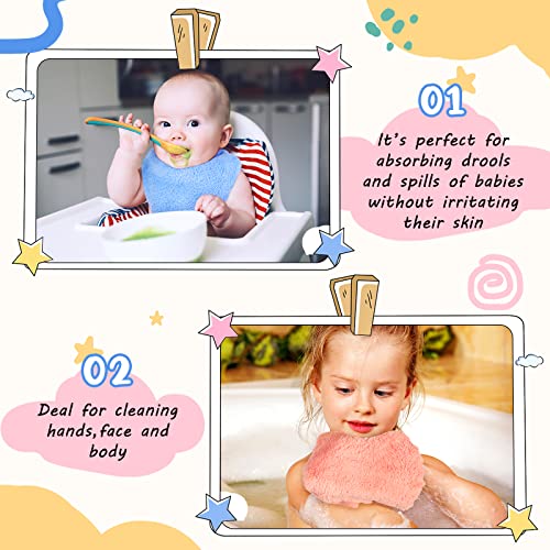 Handepo 100 Pack Baby Washcloths Bulk 10 x 10 Inch Microfiber Coral Fleece Baby Face Towels Absorbent and Soft Wash Cloths for Newborns Infants and Toddlers(Colorful)
