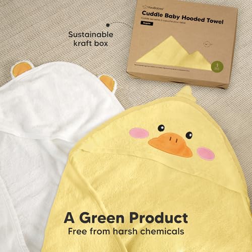 KeaBabies Hooded Baby Towel for Newborn - Viscose Derived from Bamboo Large Baby Bath Towels with Hood for Boys, Girls, Toddler, Extra Absorbent & Soft Newborn Bath Essentials (Duck, Regular)