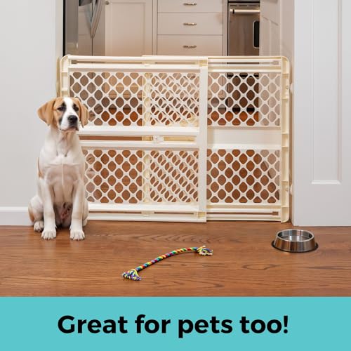 Toddleroo by North States - Supergate Ergo Baby Gate: Plastic Baby Gate for Stairs & Doorways - Adjustable Indoor Safety Gate - Made in USA - 26 to 42 Inches Wide - 26 Inches Tall - Ivory