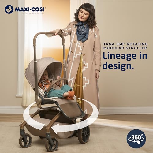 Maxi-Cosi Tana 360 Rotating Modular Stroller, Stroller and Car Seat Combo Travel System, Natural Heritage