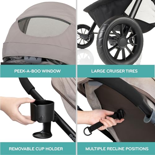 Evenflo Pivot Modular Travel System with LiteMax Preemie and Infant Car Seat (Desert Tan)