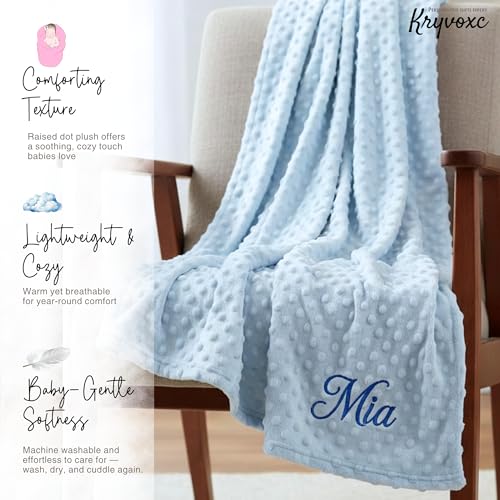 Personalized Baby Blanket and Plush Bunny Set, Custom Baby Blankets and Rabbit with Name, Personalized 2 in 1 Gift Set for Boy Girl Toddlers, Minky Dot Swaddle, Gift Set for Showering, Birthday