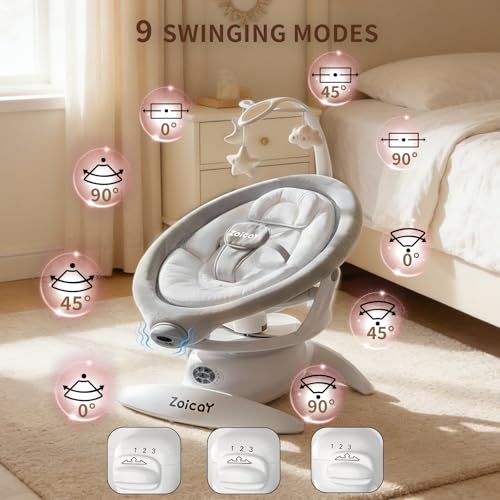 Baby Swing, 3-in-1 Baby Swings for Infants with Motion Detection & Vibration Comfort, 360° Rotating Electric Baby Swings with 5 Speeds & 3 Swing Modes, Infant Swing for Baby with 12 Preset Melodies