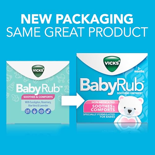 Vicks BabyRub Chest Rub Ointment with Soothing Aloe, Eucalyptus, Lavender, and Rosemary, from the makers of VapoRub, 1.76 oz