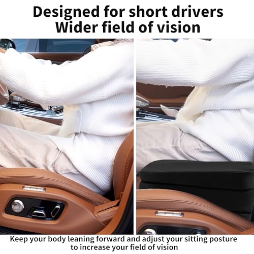 HOMBYS Adjustable Car Booster Seat for Short Drivers, 3 Heights for Different People, Adult Car Seat Cushions for Driving, Supportive Car Seat Pad for Lower Back Pain Reduce, (17"x12.8"x6.3", Black)