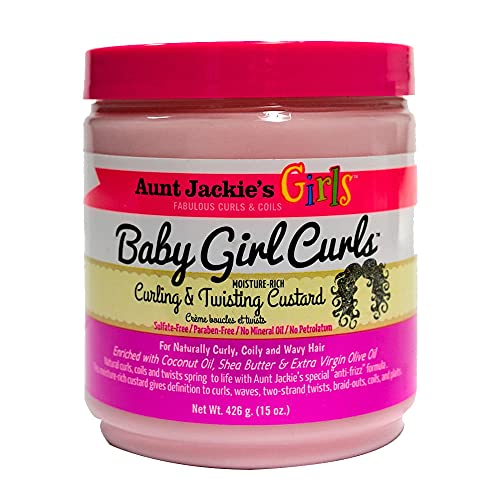 Aunt Jackie's Kids Baby Curls, Moisture Rich Curling and Twisting Custard for Naturally Curly, Coily and Wavy Hair, 15 oz